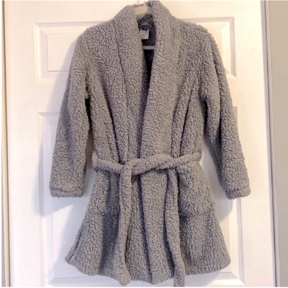 Natori Sherpa robe gray short size Small Medium
